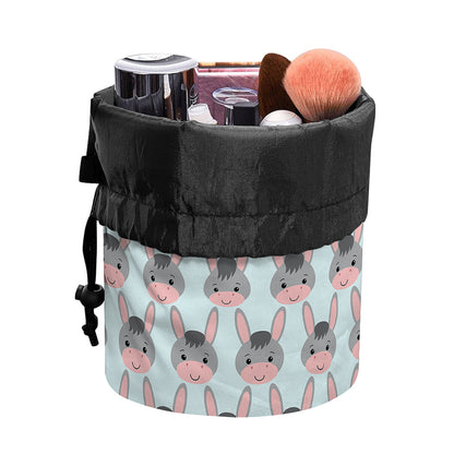 Cute Cartoon Donkey Pattern Print Drawstring Makeup Bag