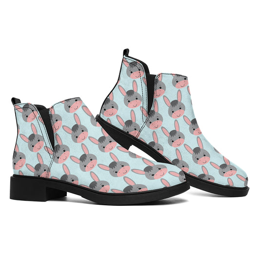 Cute Cartoon Donkey Pattern Print Flat Ankle Boots