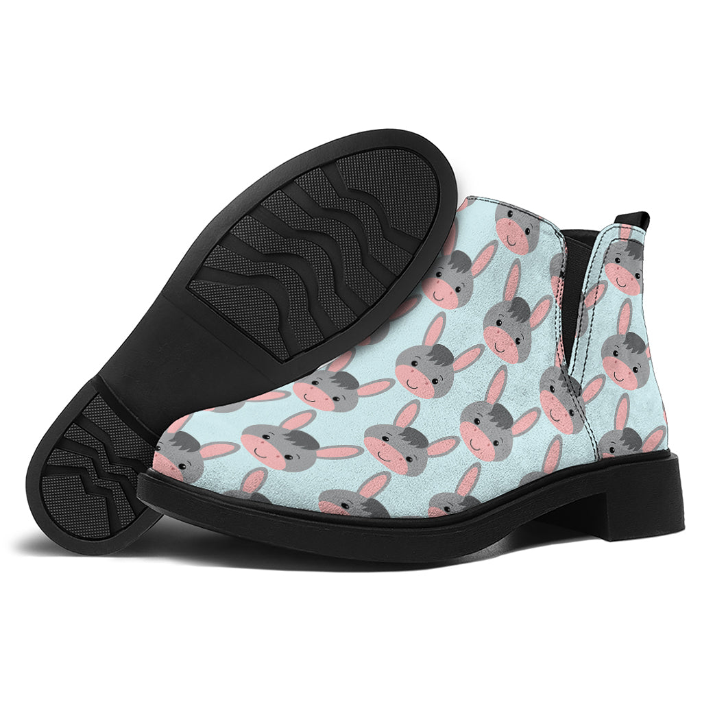 Cute Cartoon Donkey Pattern Print Flat Ankle Boots