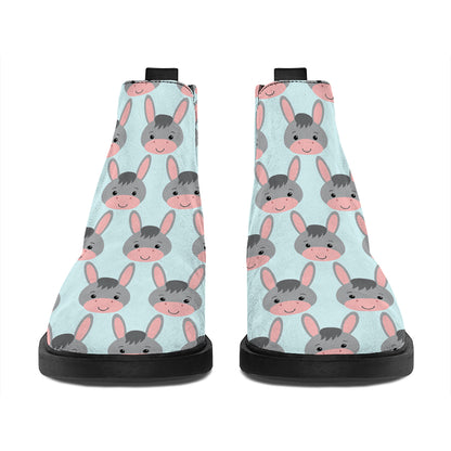 Cute Cartoon Donkey Pattern Print Flat Ankle Boots