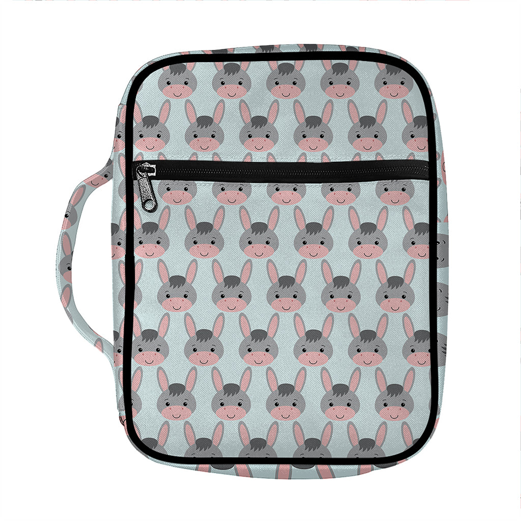 Cute Cartoon Donkey Pattern Print Front Pocket Bible Bag
