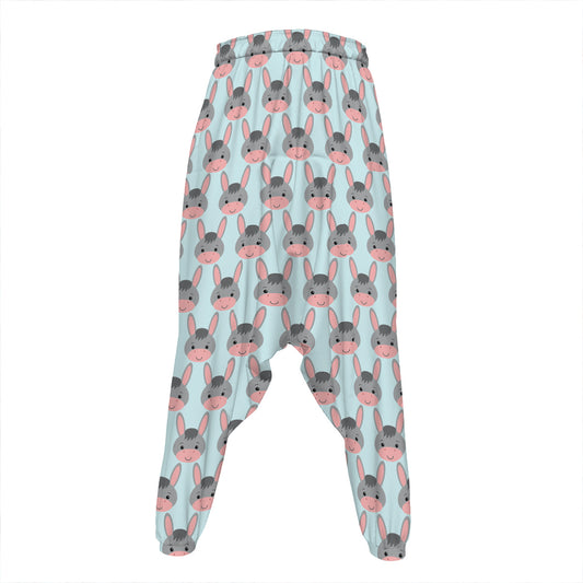 Cute Cartoon Donkey Pattern Print Hammer Pants