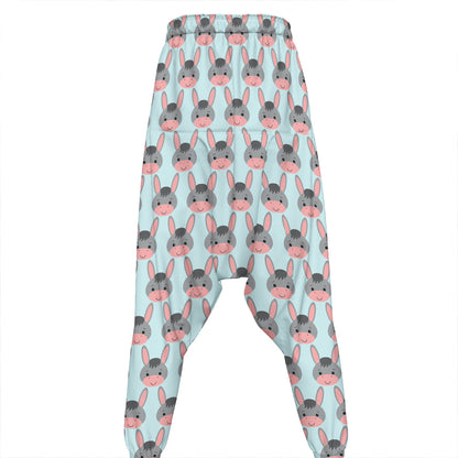 Cute Cartoon Donkey Pattern Print Hammer Pants