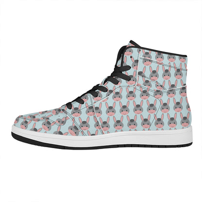 Cute Cartoon Donkey Pattern Print High Top Leather Sneakers