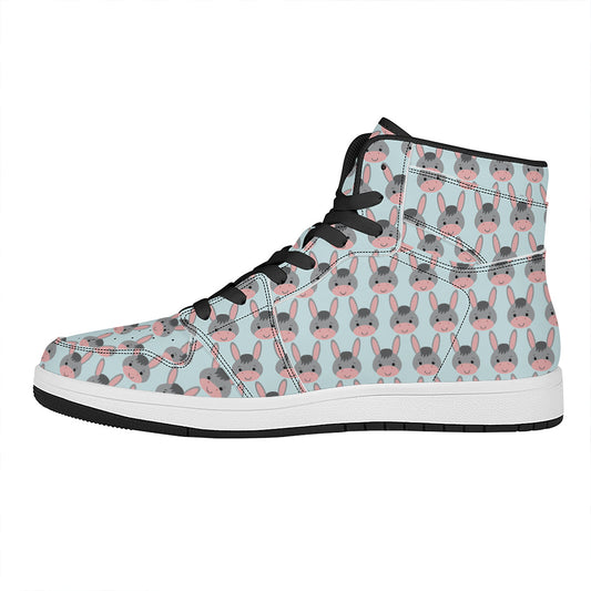 Cute Cartoon Donkey Pattern Print High Top Leather Sneakers