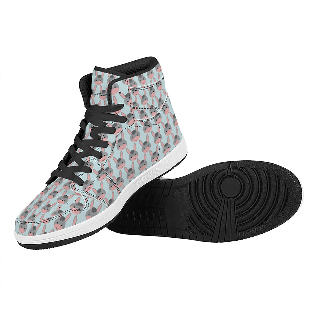 Cute Cartoon Donkey Pattern Print High Top Leather Sneakers