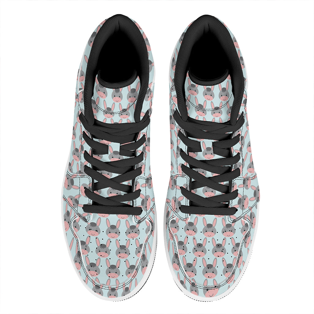 Cute Cartoon Donkey Pattern Print High Top Leather Sneakers