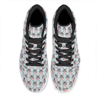 Cute Cartoon Donkey Pattern Print High Top Leather Sneakers