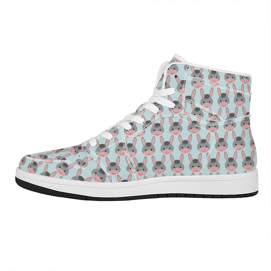 Cute Cartoon Donkey Pattern Print High Top Leather Sneakers