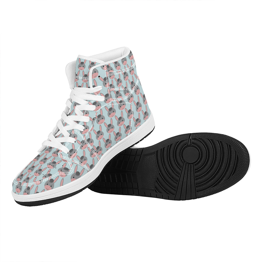 Cute Cartoon Donkey Pattern Print High Top Leather Sneakers