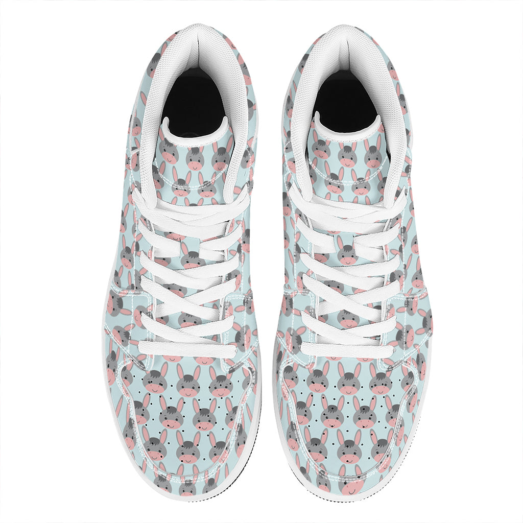Cute Cartoon Donkey Pattern Print High Top Leather Sneakers
