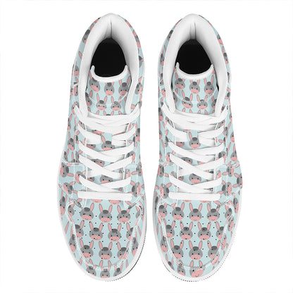 Cute Cartoon Donkey Pattern Print High Top Leather Sneakers