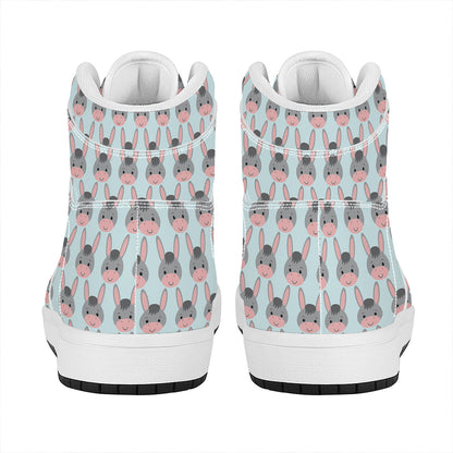 Cute Cartoon Donkey Pattern Print High Top Leather Sneakers