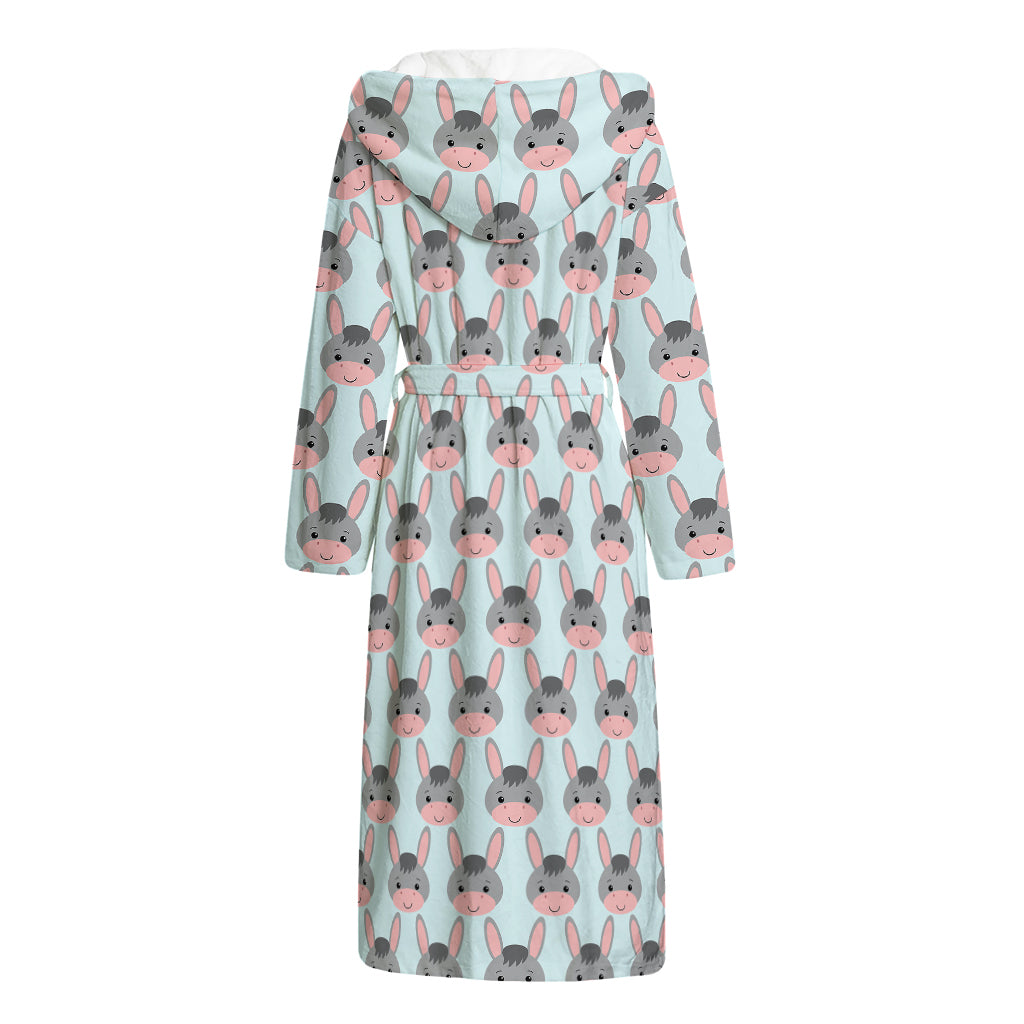 Cute Cartoon Donkey Pattern Print Hooded Bathrobe