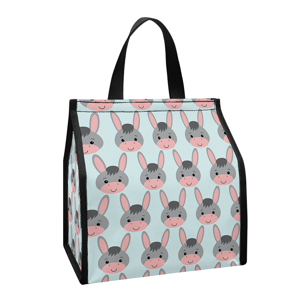 Cute Cartoon Donkey Pattern Print Insulated Lunch Tote