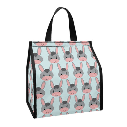 Cute Cartoon Donkey Pattern Print Insulated Lunch Tote