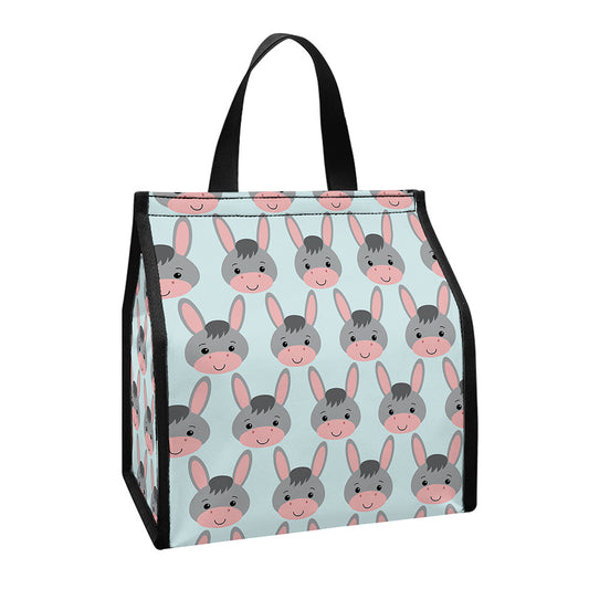 Cute Cartoon Donkey Pattern Print Insulated Lunch Tote