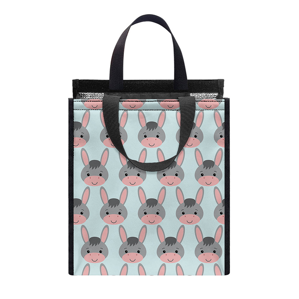 Cute Cartoon Donkey Pattern Print Insulated Lunch Tote
