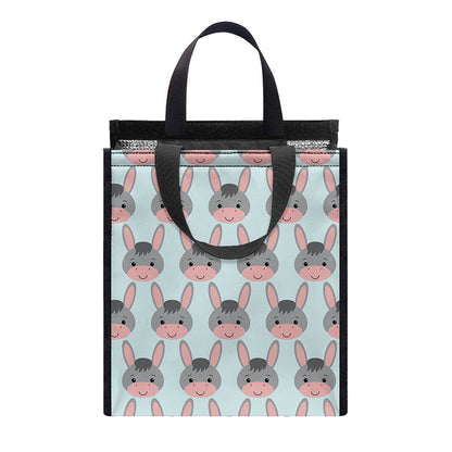 Cute Cartoon Donkey Pattern Print Insulated Lunch Tote