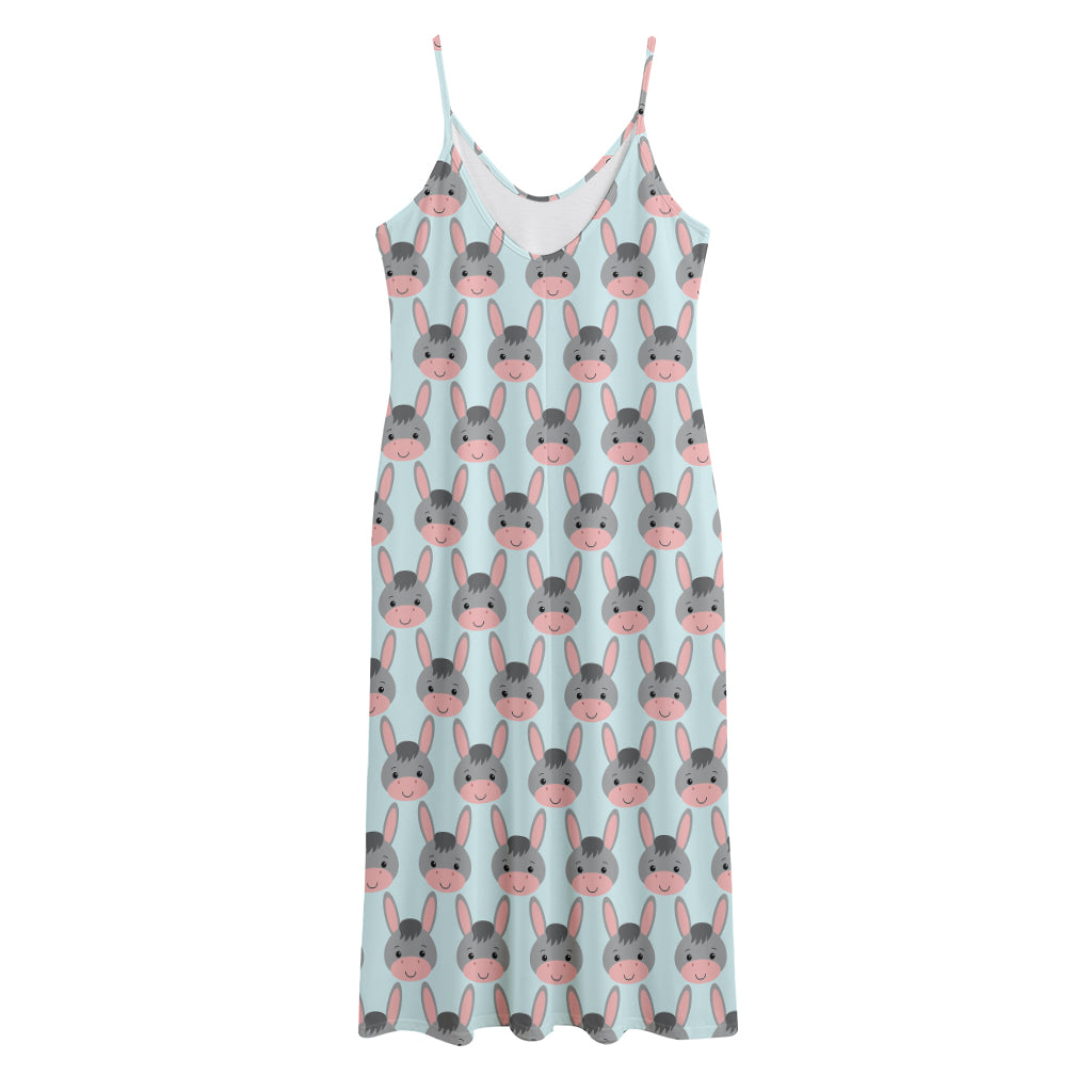 Cute Cartoon Donkey Pattern Print Jersey Midi Cami Dress