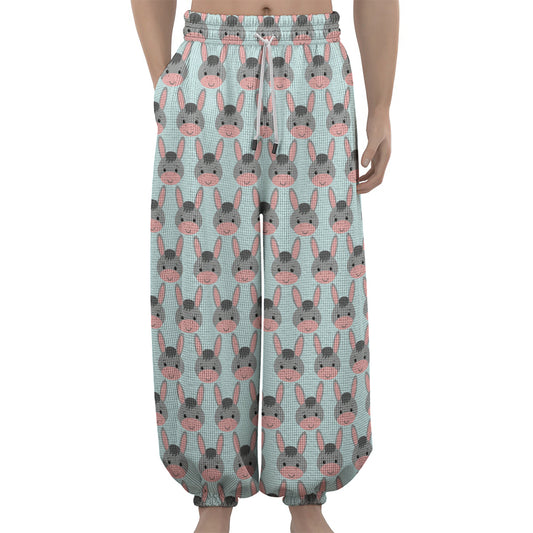 Cute Cartoon Donkey Pattern Print Lantern Pants