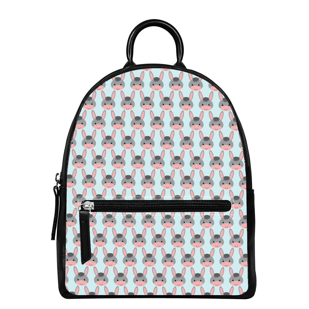 Cute Cartoon Donkey Pattern Print Leather Backpack