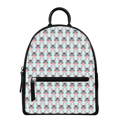 Cute Cartoon Donkey Pattern Print Leather Backpack