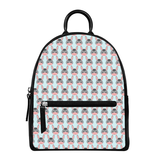 Cute Cartoon Donkey Pattern Print Leather Backpack