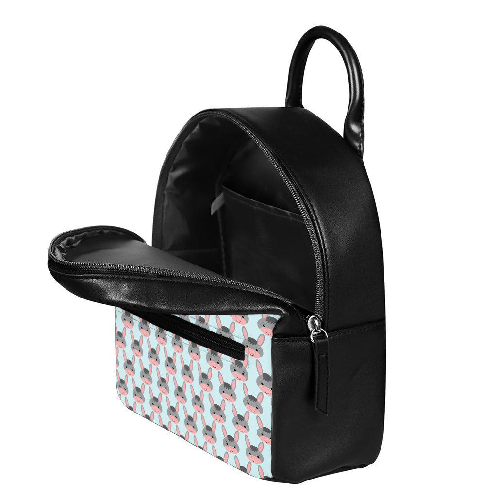 Cute Cartoon Donkey Pattern Print Leather Backpack