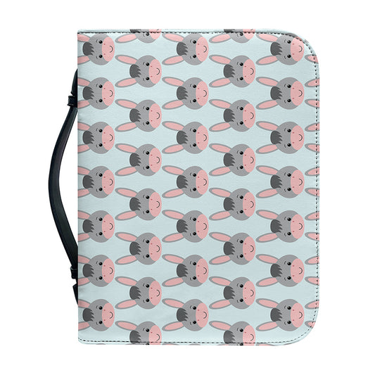 Cute Cartoon Donkey Pattern Print Leather Bible Cover