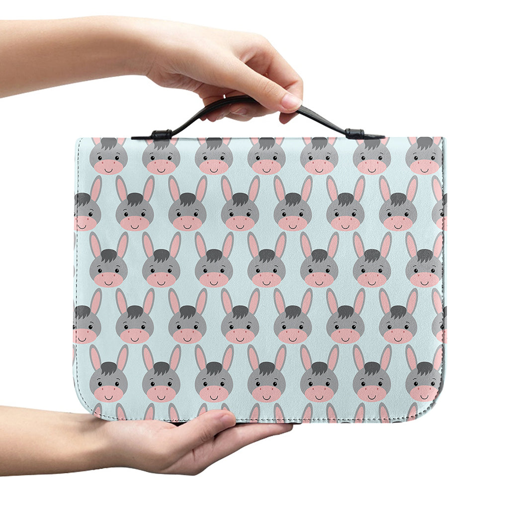 Cute Cartoon Donkey Pattern Print Leather Bible Cover