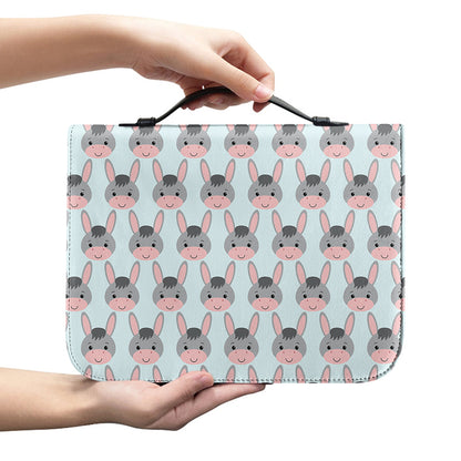 Cute Cartoon Donkey Pattern Print Leather Bible Cover