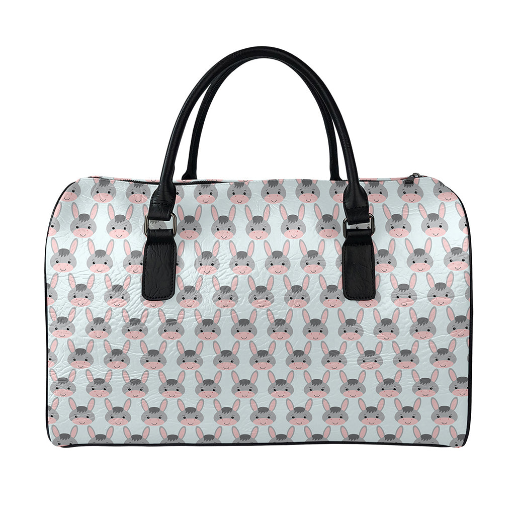 Cute Cartoon Donkey Pattern Print Leather Duffle Bag