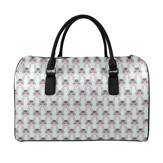 Cute Cartoon Donkey Pattern Print Leather Duffle Bag
