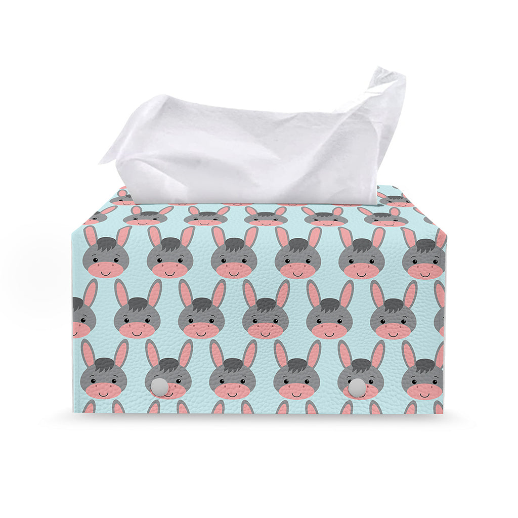 Cute Cartoon Donkey Pattern Print Leather Tissue Box Cover
