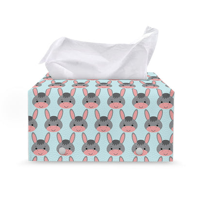 Cute Cartoon Donkey Pattern Print Leather Tissue Box Cover