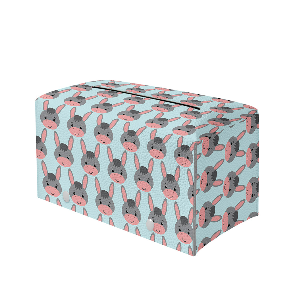 Cute Cartoon Donkey Pattern Print Leather Tissue Box Cover