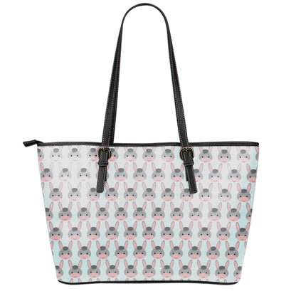 Cute Cartoon Donkey Pattern Print Leather Tote Bag