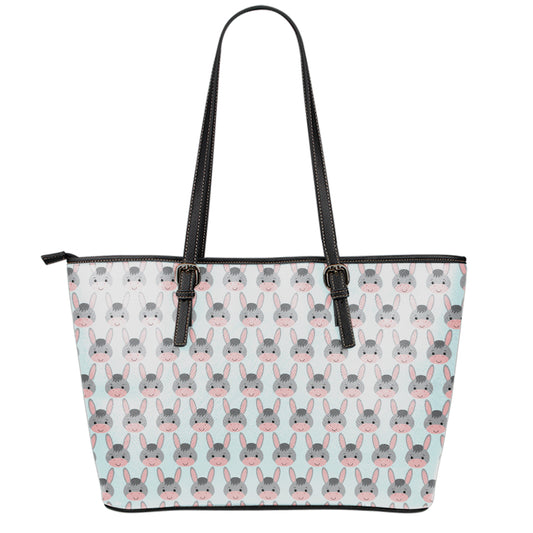 Cute Cartoon Donkey Pattern Print Leather Tote Bag