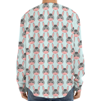 Cute Cartoon Donkey Pattern Print Long Sleeve Baseball Jersey