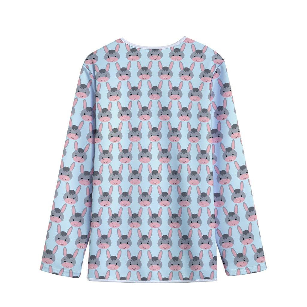 Cute Cartoon Donkey Pattern Print Long Sleeve Short Coat