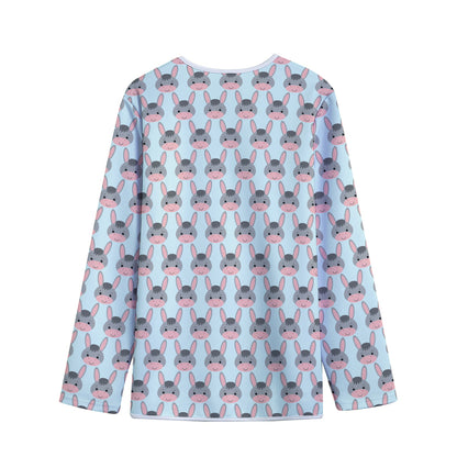 Cute Cartoon Donkey Pattern Print Long Sleeve Short Coat