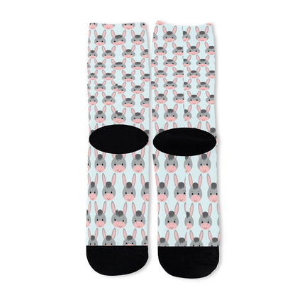 Cute Cartoon Donkey Pattern Print Long Socks