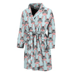 Cute Cartoon Donkey Pattern Print Men's Bathrobe