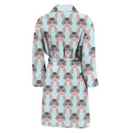 Cute Cartoon Donkey Pattern Print Men's Bathrobe