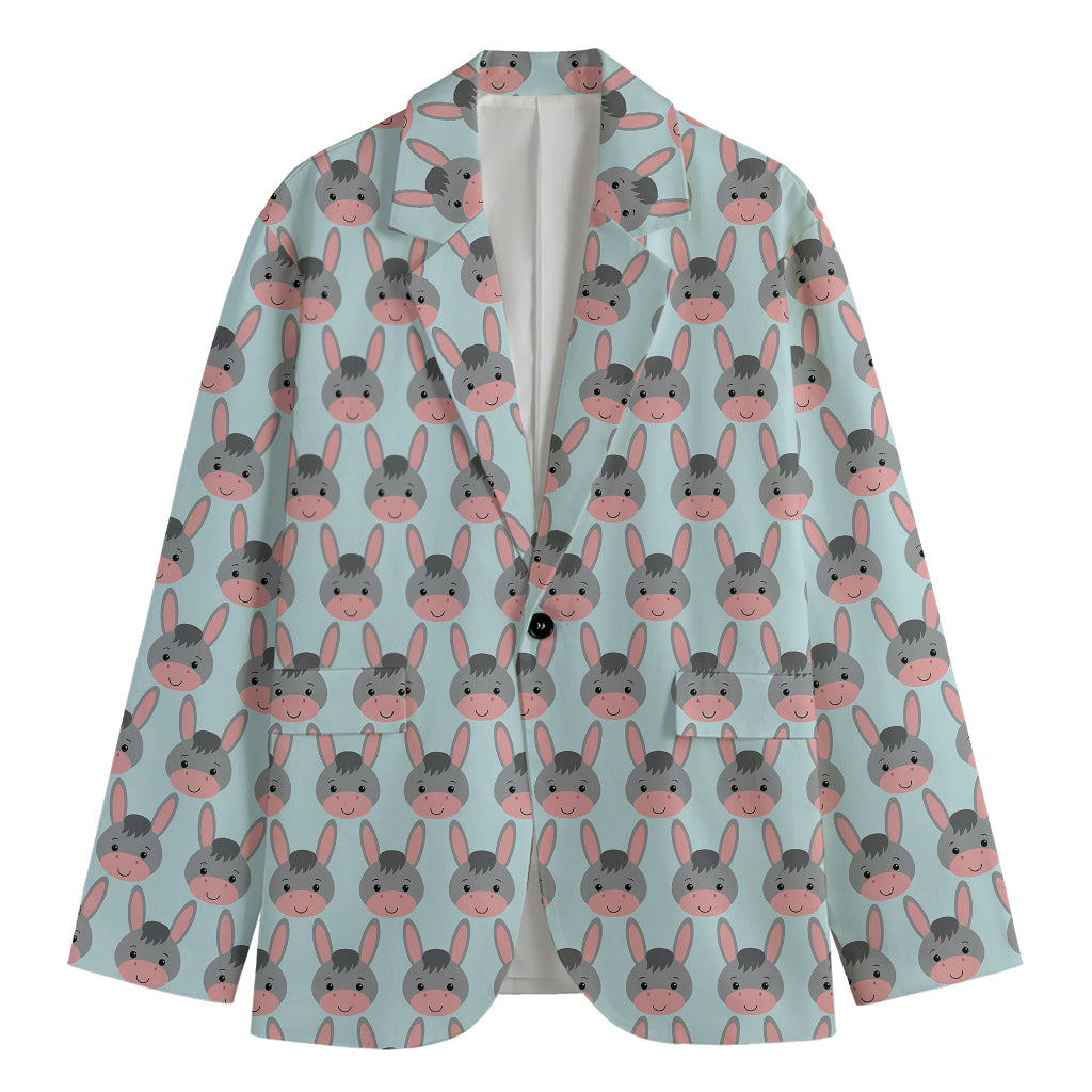 Cute Cartoon Donkey Pattern Print Men's Blazer