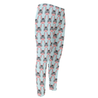 Cute Cartoon Donkey Pattern Print Men's Compression Pants