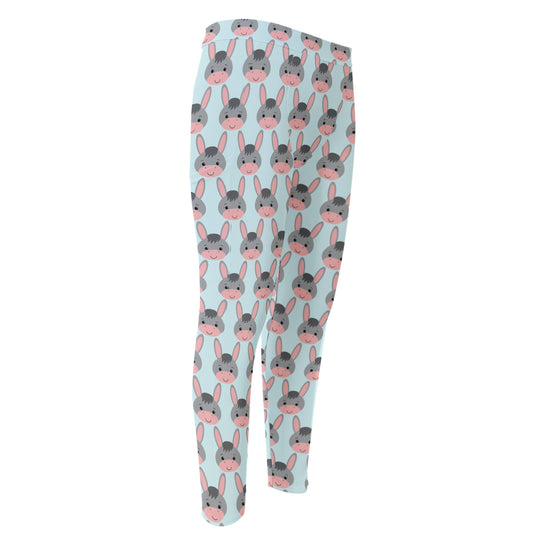 Cute Cartoon Donkey Pattern Print Men's Compression Pants