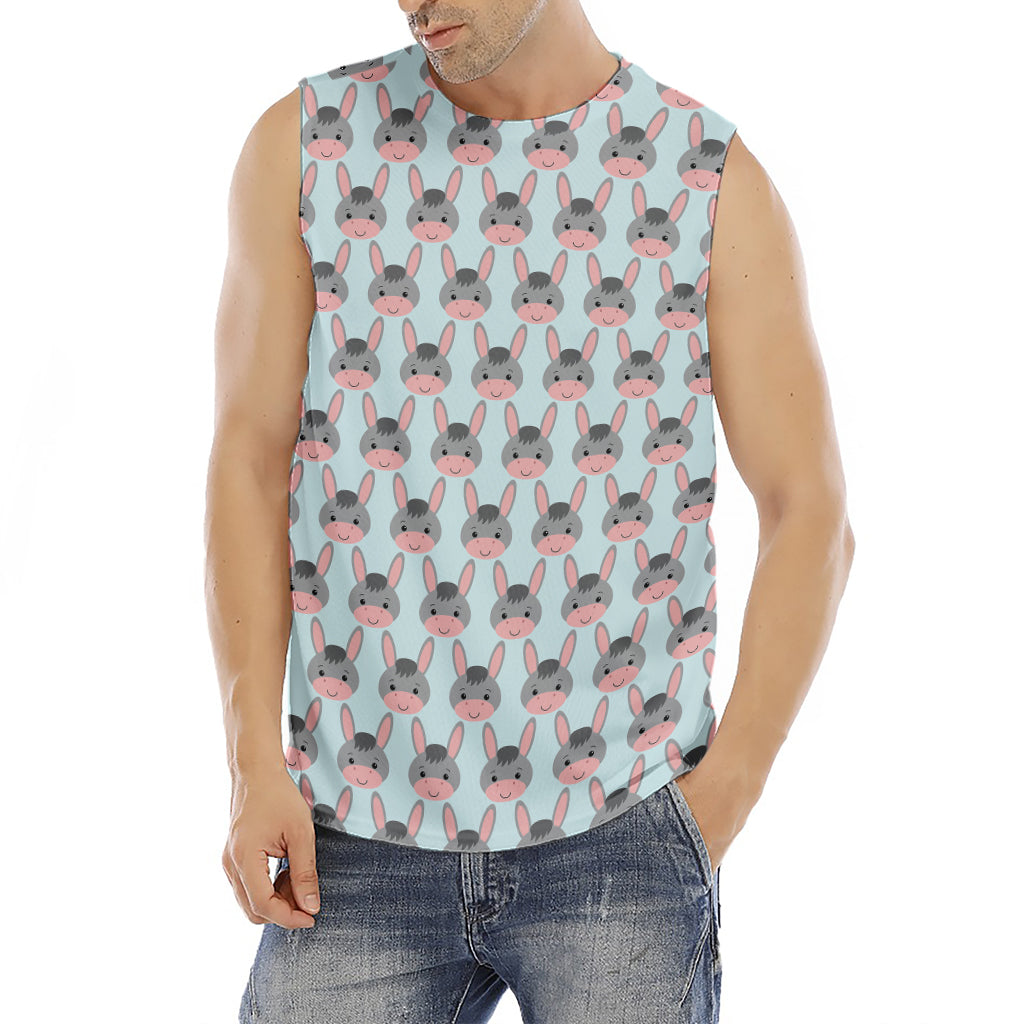 Cute Cartoon Donkey Pattern Print Men's Fitness Tank Top