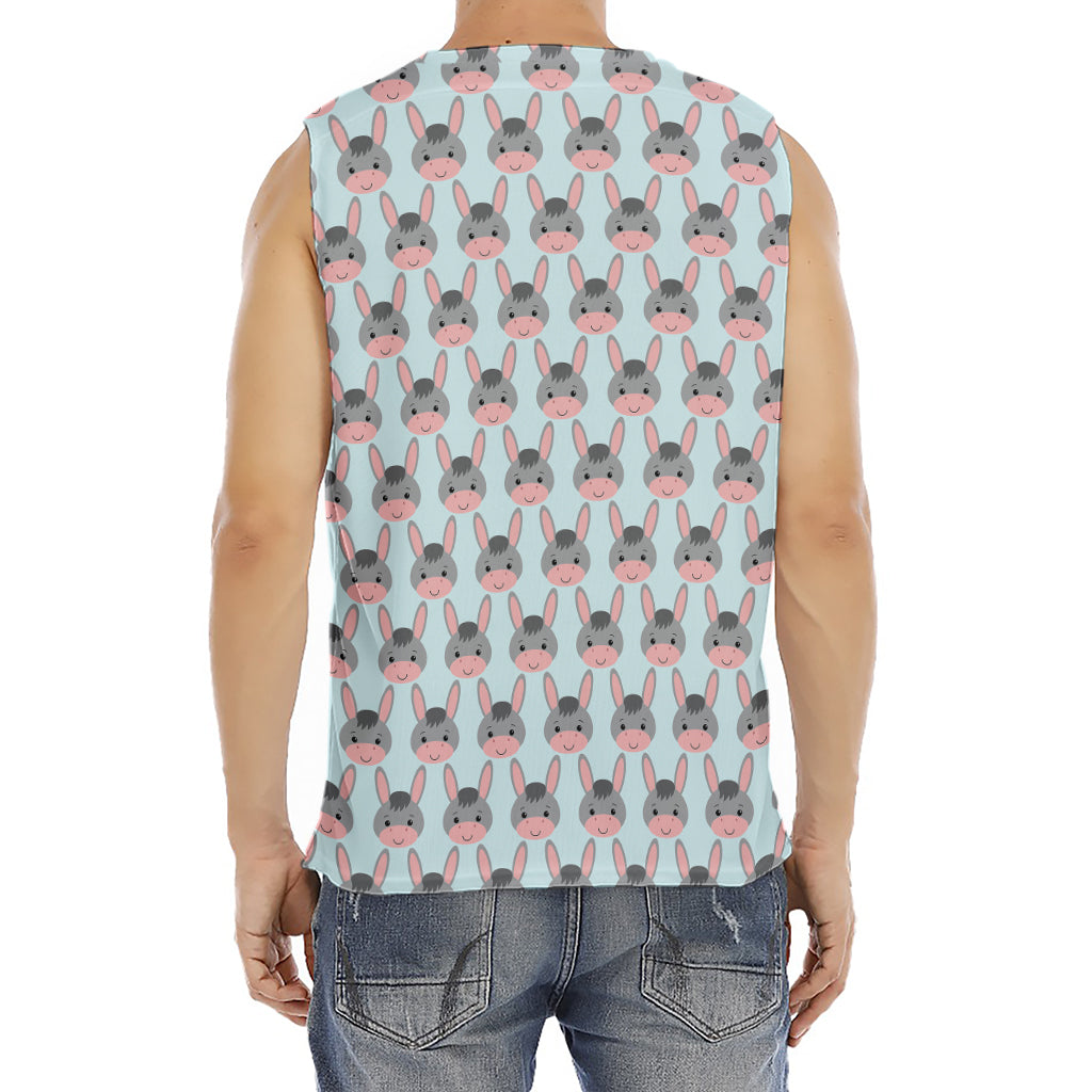 Cute Cartoon Donkey Pattern Print Men's Fitness Tank Top